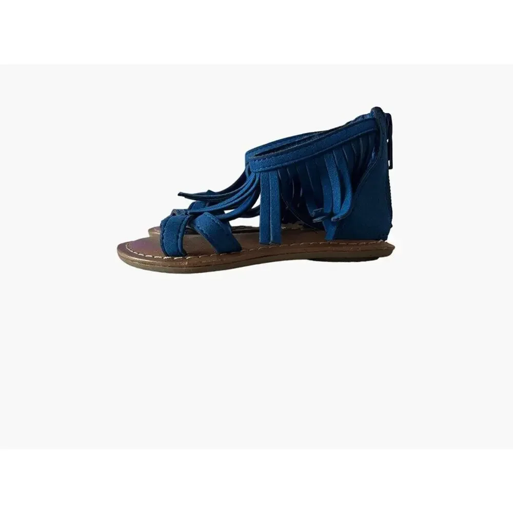 BabyGap Sandals Blue Sueded Tassel Fringe Thong Size 6 Excellent very gently use